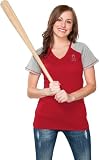 Los Angeles Angels of Anaheim Womens Dark Red Energy V-Neck T-Shirt