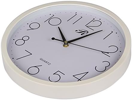 RUIFA Indoor Silent 12-Inch Precedent Decorative Wall Clock with Arabic Numerals (White)