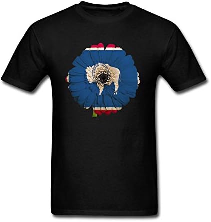 TopGD Custom Us Wyoming State Flag Flower T Shirt For Men