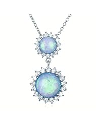 Black Opal Double Round Pendant-18"