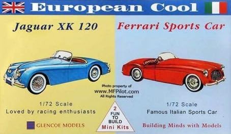 Glencoe Models 1:72 Scale European Cool Jaguar XK120/Ferrari Sports Car