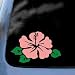 Hawaiian HIBISCUS with LEAVES Pink Vinyl Car Sticker/Decal (Truck,Decor,Decorating)