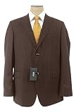 Hugo Boss - Hugo Boss Mens Single Breasted 2 Button Dark Brown Pinstripe Wool Suit - Size 44R