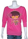 Harajuku Lovers By Gwen Stefani 70s Girls Fashion Top With 3/4 Sleeves -- 6 Designs To Choose (Large, Pink)