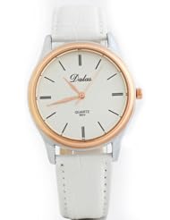 HACBIWA Unisex Women Lady Mens Luxury White Leather Sport Quartz Wrist Watch