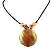 Necklace - N221 - Shell and Handpainted Wood Beads & Fire Polished Glass - Round ~ 40mm (2")