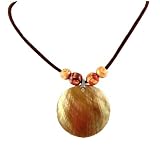 Necklace - N221 - Shell and Handpainted Wood Beads & Fire Polished Glass - Round ~ 40mm (2")