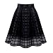 Face N Face Women's Chiffon High Waist Zipper Midi Pleated A Line Tulle Skirts Large Black