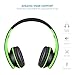 Headphones, Sound Intone Headphones with Microphone, Foldable Headset with Inline Volume Control Strong Low Bass for iPhone iPad Smartphones Laptop Mp3/4 (Black Green)