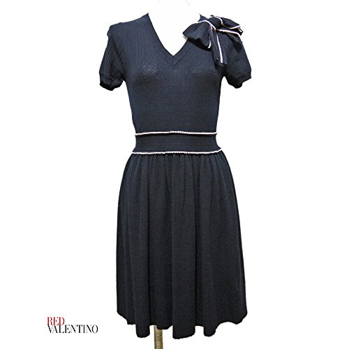 [レッド・ヴァレンティノ] RED VALENTINO　リボンが可愛い　半袖ニットワンピース　濃紺　#S　RED VALENTINO　[並行輸入品]