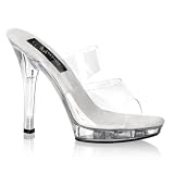LIP-102, 5 Clear Stiletto Heel Two-Band Platform Slide