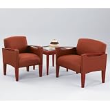 Corner Reception Grouping Perk Auburn Fabric/Cherry Finish