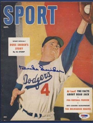 Duke Snider Dodgers Signed 1955 Sport Magazine PSA/DNA - Autographed MLB Magazines
