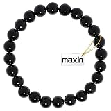 Natural Genuine Black Onyx Gem Beads, maxin Bling Jewelry 8MM Semi-Precious Gemstones Energy Stone Healing Power Pink Crystal elastic Stretch Stone Loose Bracelet Set ,Unisex