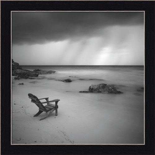 Storm by Moises Levy Beach Black White Photography 13.5x13.5 Wall Art Print Picture Framed
