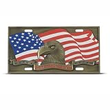 American Flag Eagle Pewter Metal License Plate Sign