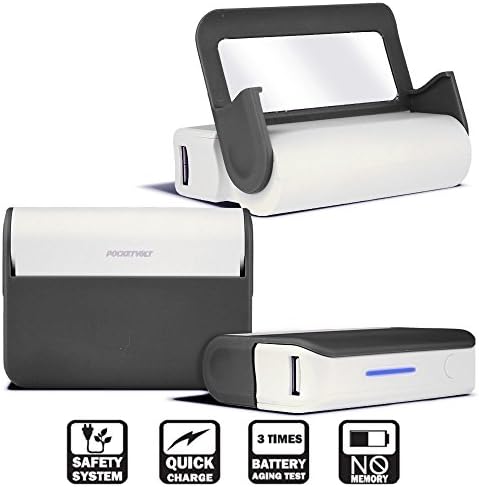 Power Bank, POCKETVOLT [5200mAH 1 Amp] Mirror Stand Portable Power Bank Charger BLACK