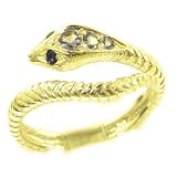 Fabulous Solid Yellow Gold Natural Tanzanite & Sapphire Detailed Snake Ring - Finger Sizes 5 to 12 Available