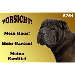 Metall - Warnschild Shar Pei, Faltenhund