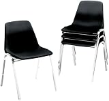 HON 10014BLK Stackaways Seating Shell Chairs, Black with Chrome Frame, Four/carton