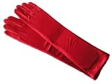 Adult 15 Long Elbow Length Lycra Satin Gloves Red