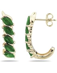 1.10CTW Emerald Hoop Earrings in Yellow Gold
