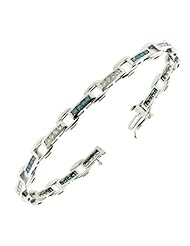 2.55 CT TW Channel Set White & Blue Diamond Tennis Bracelet in 14k White Gold
