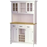 Home Styles Furniture Wood Top Buffet Server and 2-Door Hutch in White