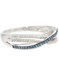Sterling Silver Blue and White Diamond Twist Ring (1/4 cttw, I-J Color, I3 Clarity)