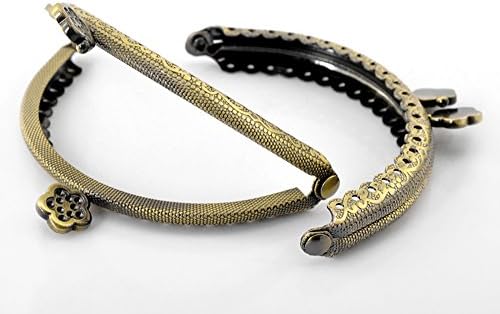 2pcs - Antique Bronze Purse Bag Metal Frame Kiss Clasp Lock Handle - Flower Design - 3 3/8"x2 3/8" (8.5x6cm)