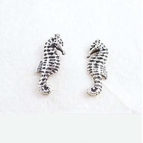 Sterling Silver Seahorse Post Earrings