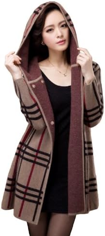 Camii Mia Women's Winter Long Mink Cashmere Coat Hoodie