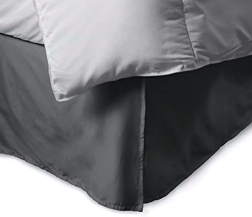 HotHaat New Collection 300 Thread Count 1 Piece 18" Drop Length Bed Skirt in Solid Elephant Grey Twin Size 100% Egyptian Cotton