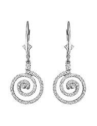 14k White Gold 0.65 Ctw Spiral Diamond Earrings