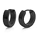 Classic Black Hole Stainless Steel Mens Hoop Earrings