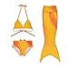 Fancy Multi-color Shells Swimable 3pcs Mermaid Tail Children Swimsuit Bikini