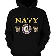 United States Navy Mens Sweatshirt, Bald Eagle With Anchor Naval Shield Pullover Hoodie