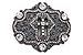 TFJ Men Women Western Fashion Cross Belt Buckle Bronze Turquoise Metal Silver Bling