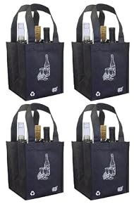 Reusable 4 Bottle Wine Tote- 4 Pack