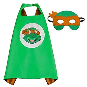 (TMNT (orange))ROXX Superhero Kids Girl Boy Cape and Mask Costume for Child