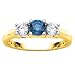 Jewelry : 14K Yellow Gold Round 3 Stone Blue Diamond & White Diamond Ring (1.00 ctw)