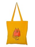 Meeow! CAT cotton Tote bag Yellow. Recycle!