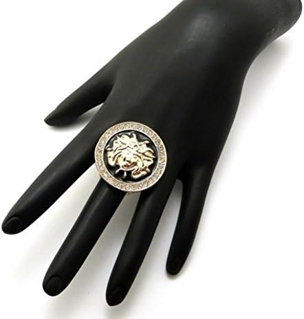Crystalbella Fashion Celebrity Style Iced Out Medusa Piece Stretch One Size Fashion Ring
