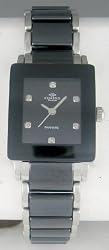 Oniss Women's Caprice II Black Ceramic Watch w/ SS trim on603-l-blk