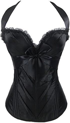 Women's Satin Overbust Corset Bustier Basque Top