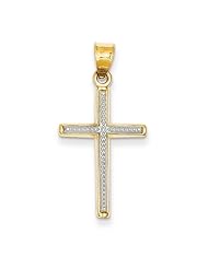 14k Two-tone Gold Layered Block Cross Pendant 1.53 gr.