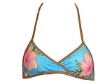 Guess Blue Hibiscus Bling Wrap Bra Swimsuit-top S