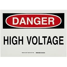 Brady 84877 10" Height, 14" Width, B-302 High Performance Polyester, Black And Red On White Color Admittance Sign, Legend "Danger, High Voltage"