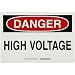 Brady 84877 10" Height, 14" Width, B-302 High Performance Polyester, Black And Red On White Color Admittance Sign, Legend "Danger, High Voltage"