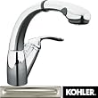 KOHLER K-6352-VS Avatar Single Control Pullout Kitchen Sink Faucet, Vibrant Stainless